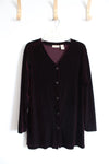 Apostrophe Wine Red Velvet Long Sleeved Button Down Top | L