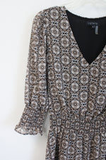 1. State Black Brown Patterned Chiffon Dress | S