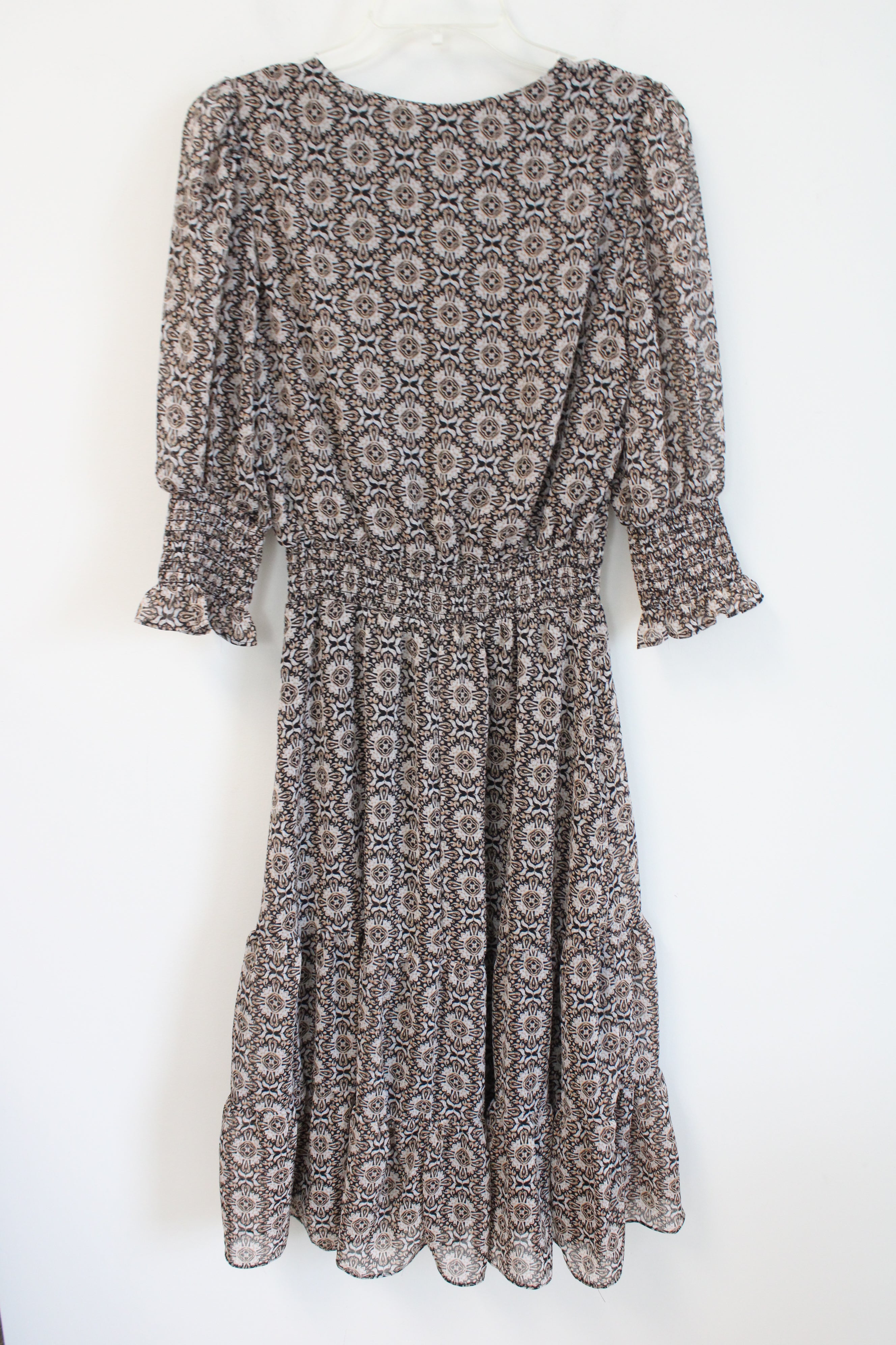 1. State Black Brown Patterned Chiffon Dress | S