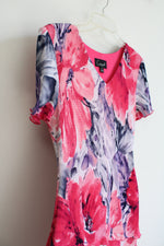 Connected Apparel Blue Purple Pink Floral Ribbed Layered Dress | 6