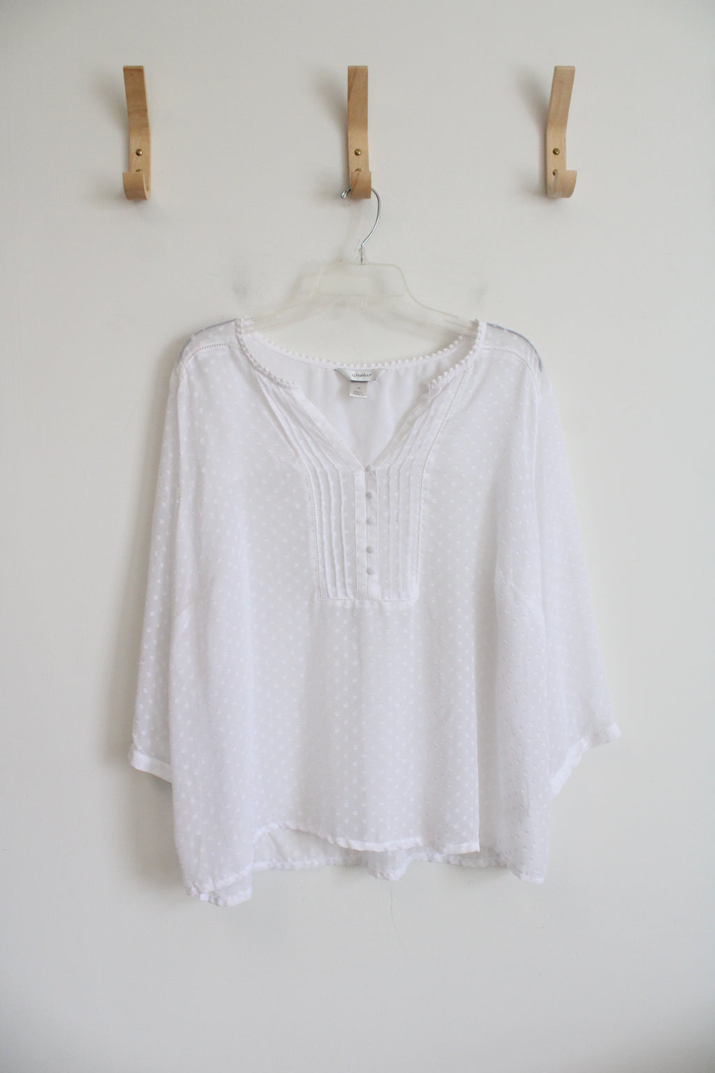 CJ Banks White Swiss Dot Sheer Top | 2X