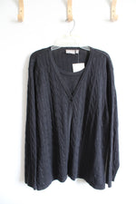 NEW Croft & Barrow Black Cable Knit Shimmer Connected Cardigan & Top | 3X