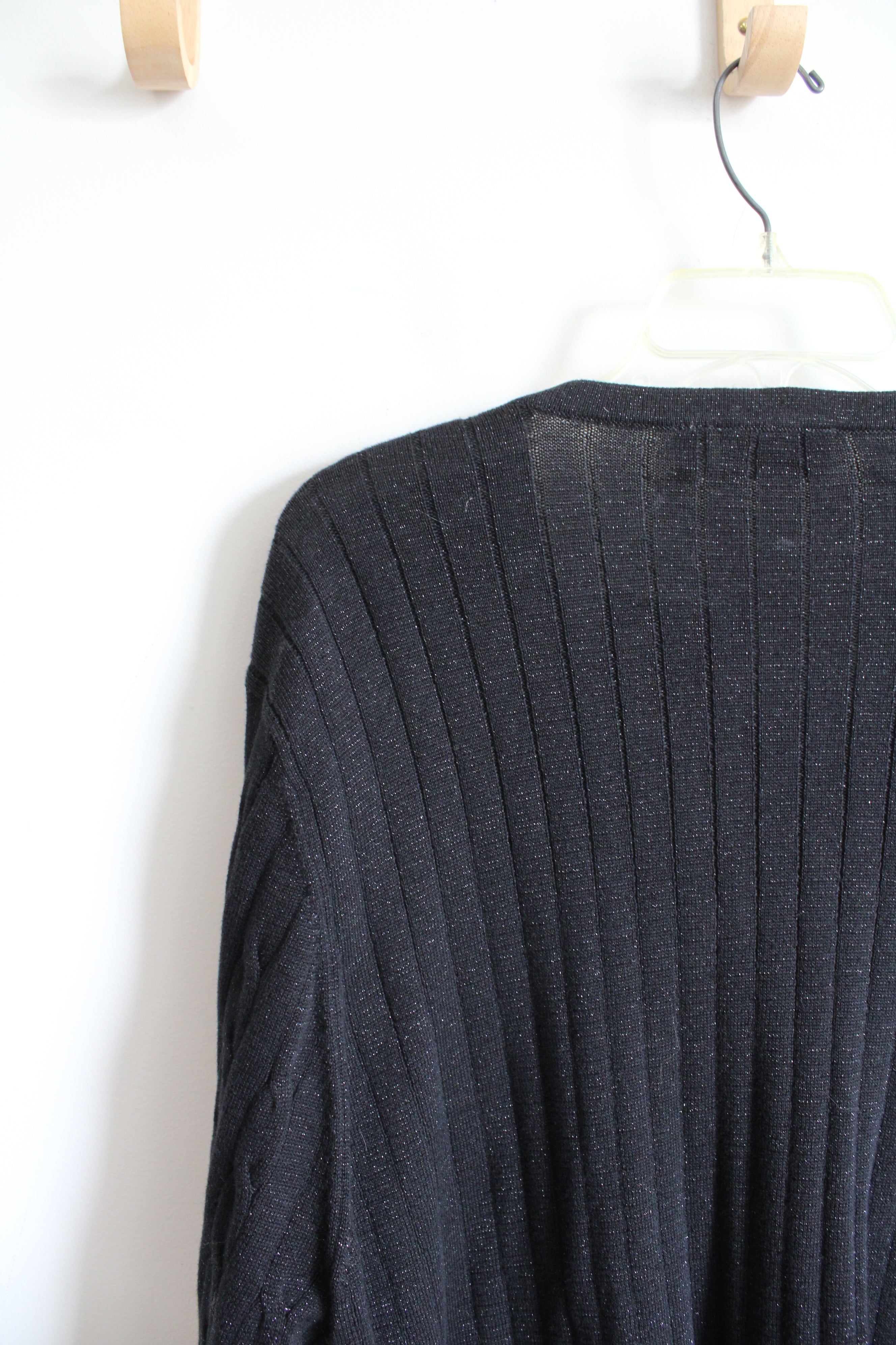 NEW Croft & Barrow Black Cable Knit Shimmer Connected Cardigan & Top | 3X