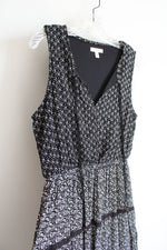 Lauren Conrad Black & White Patterned Tiered Dress | S