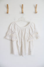 Old Navy Cream Lace Sleeved Cotton Top | M