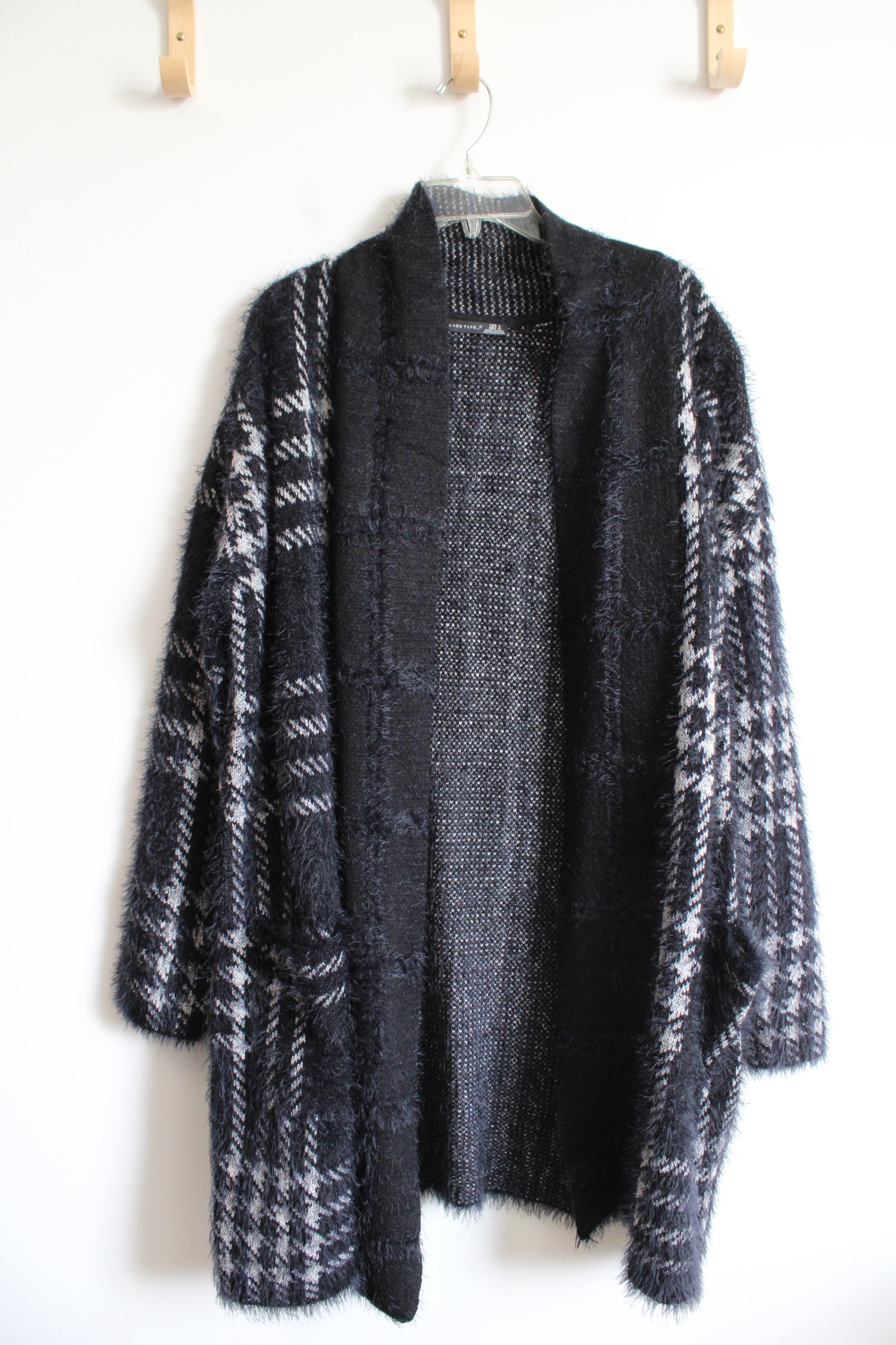 Black Tape Black & Gray Shaggy Long Cardigan | L