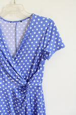 Blue & White Polka Dot Knotted Dress | S