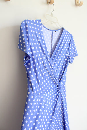 Blue & White Polka Dot Knotted Dress | S