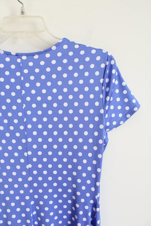 Blue & White Polka Dot Knotted Dress | S