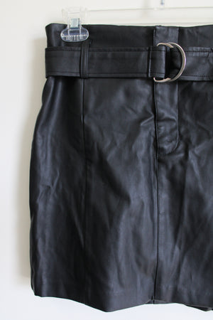 Forever 21 Black Faux Leather Belted Skirt | M