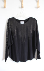 Liv Milano Soft Black Sequined Batwing Sweater | L