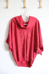 Calvin Klein Red Gold Shimmer Batwing Sleeve Cowl Neck Sweater | XL