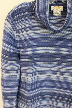 Talbots Vintage Blue Striped Knit Turtleneck Sweater | M Petite