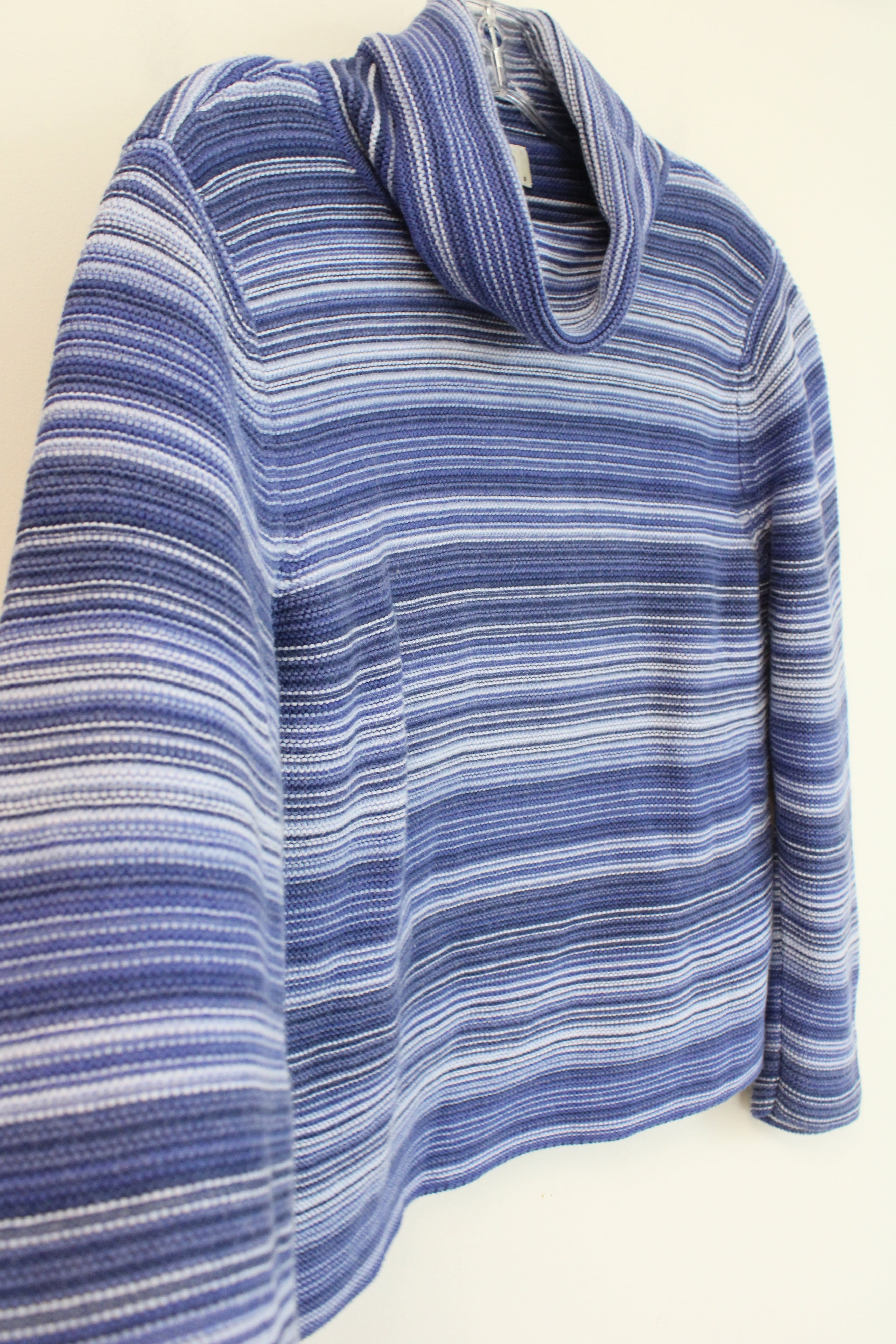 Talbots Vintage Blue Striped Knit Turtleneck Sweater | M Petite