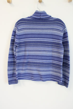 Talbots Vintage Blue Striped Knit Turtleneck Sweater | M Petite