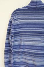 Talbots Vintage Blue Striped Knit Turtleneck Sweater | M Petite