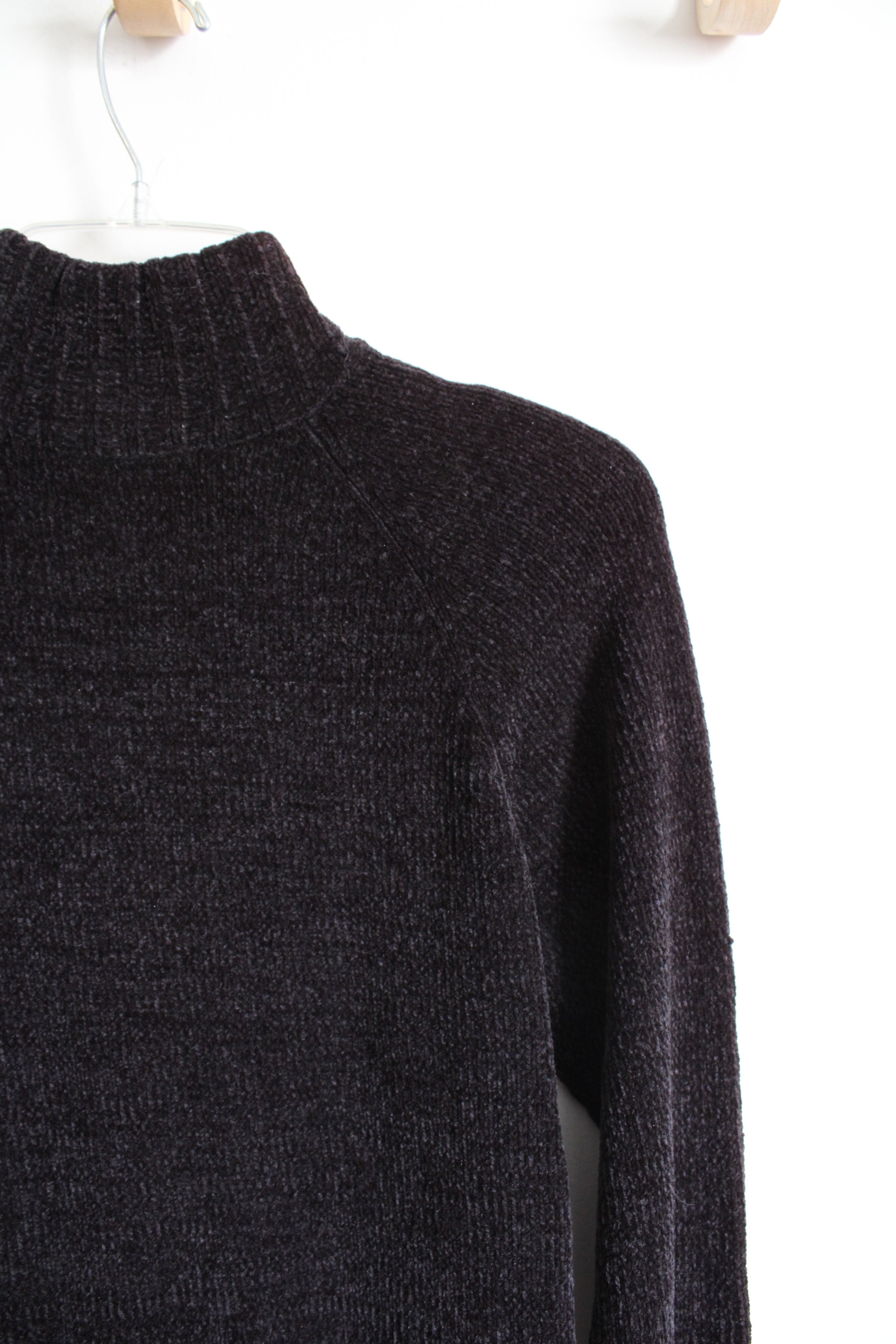 Denim & Co. Black Fuzzy Full Zip Sweater | XS