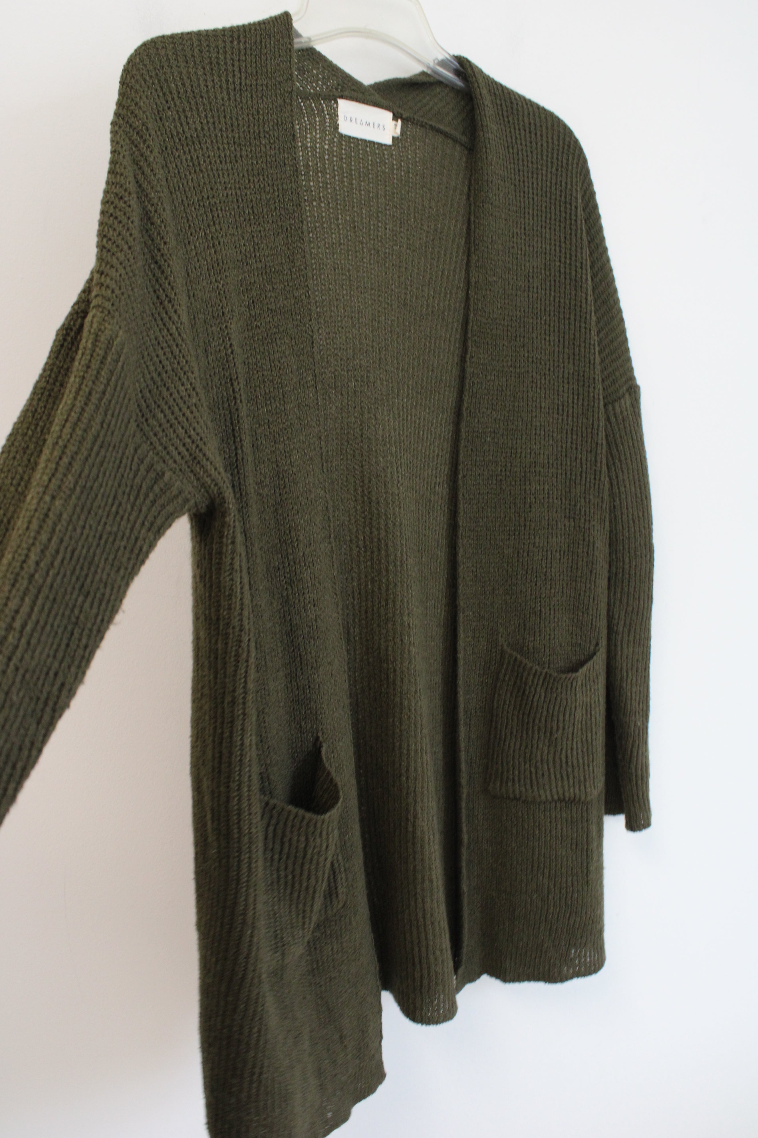 Dreamers Moss Green Knit Cardigan | S