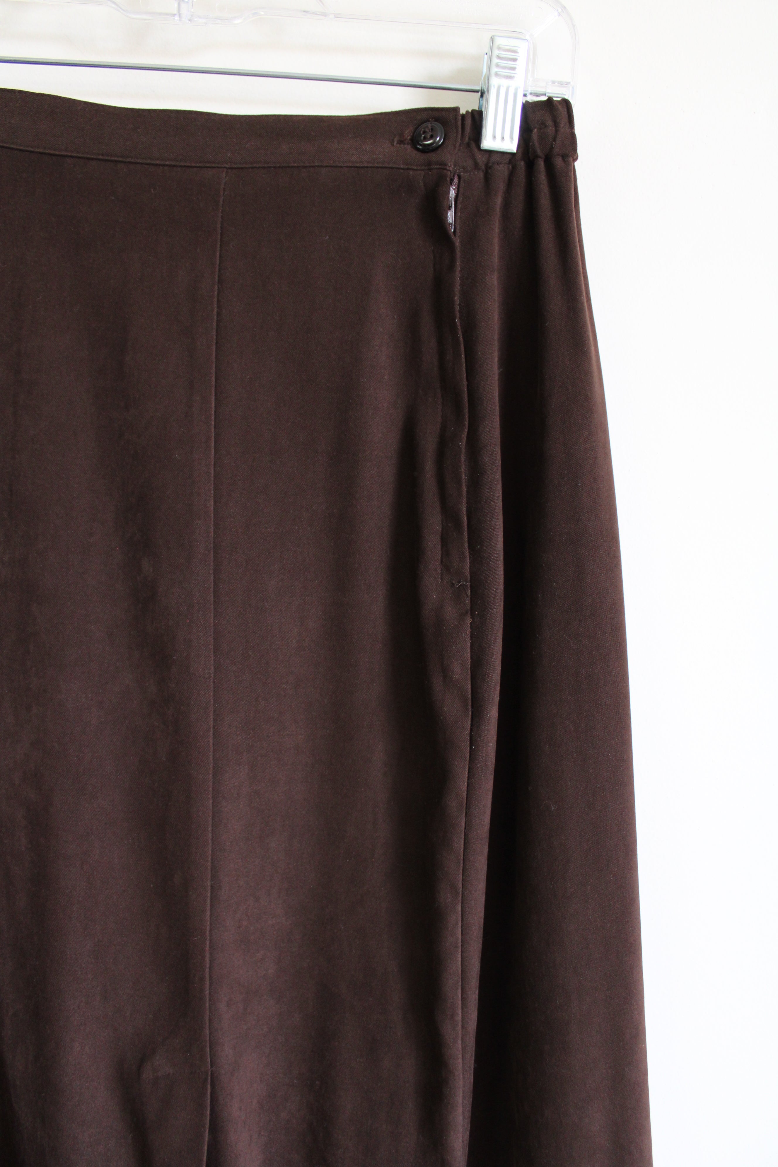 Vintage First Option Brown Sueded Maxi Skirt | 8