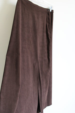 Vintage First Option Brown Sueded Maxi Skirt | 8