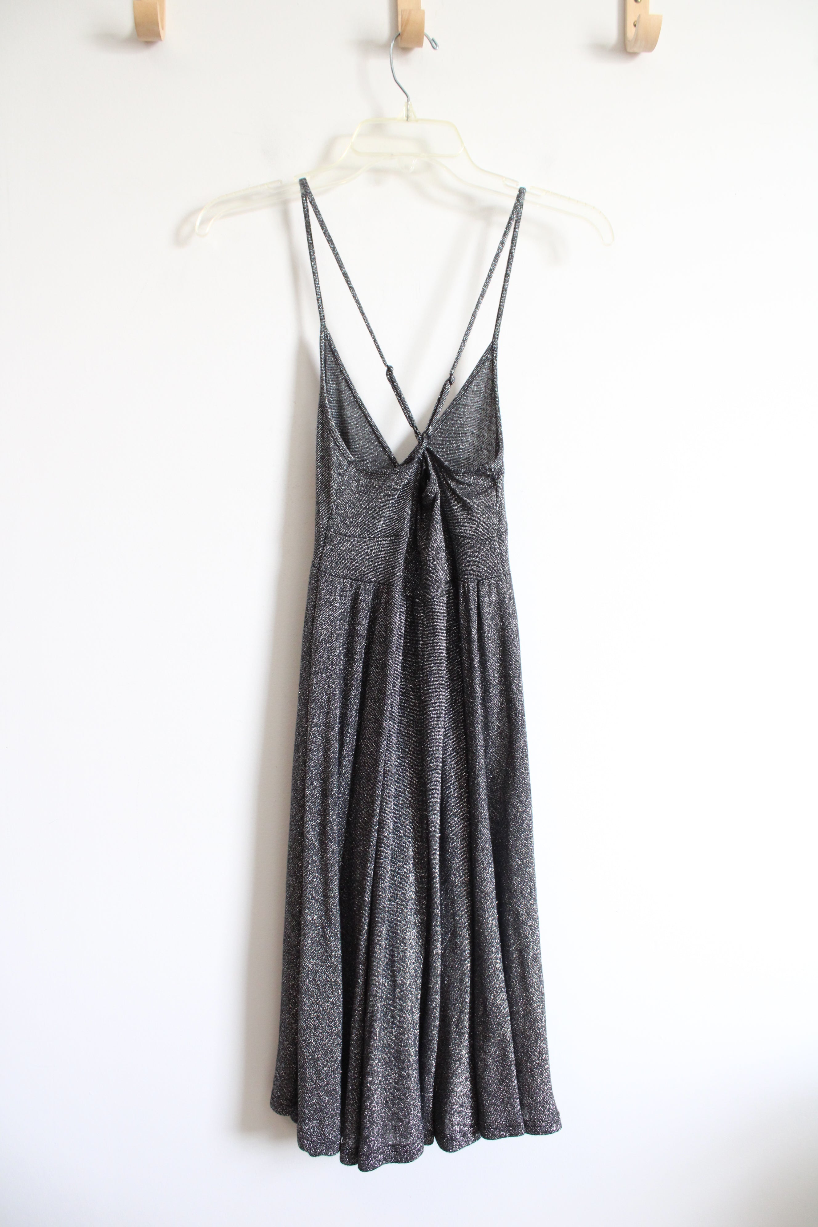 H&M Divided Gray Shimmer Cross Strap Back Dress | 6