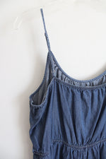 Express Blue Chambray Flowy Tiered Romper | XL