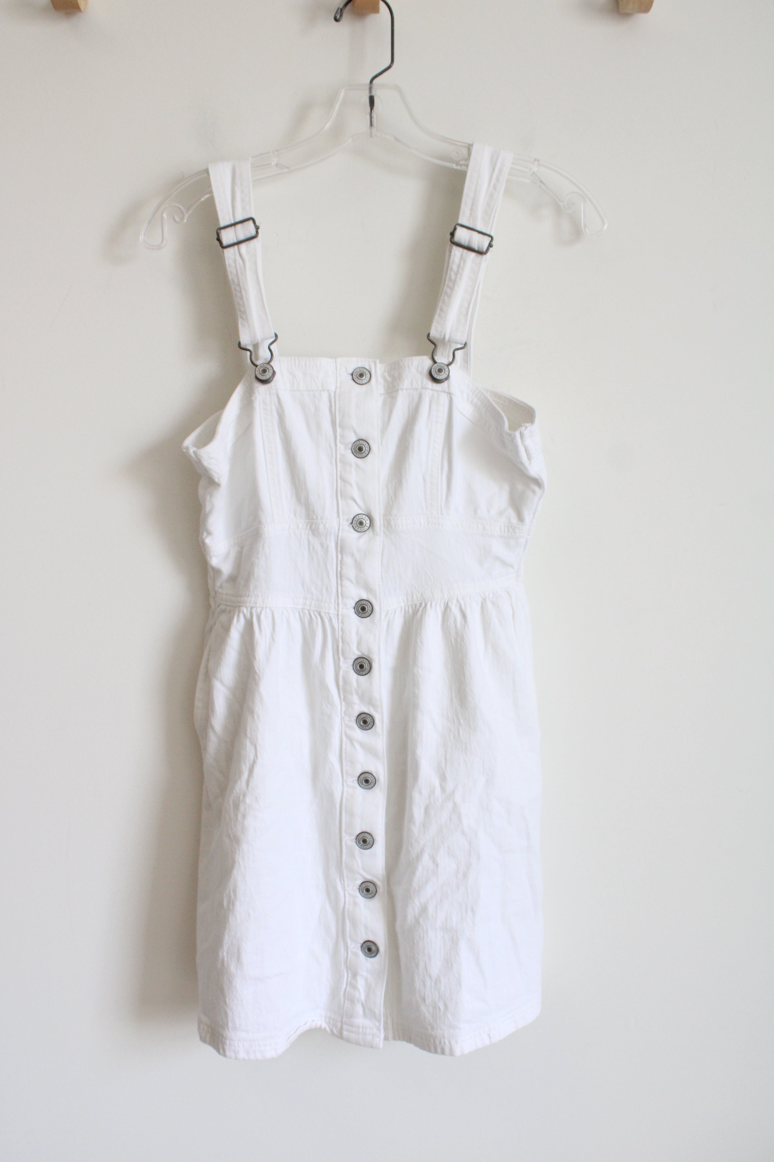 American Eagle Button Down White Denim Jumper Dress | S