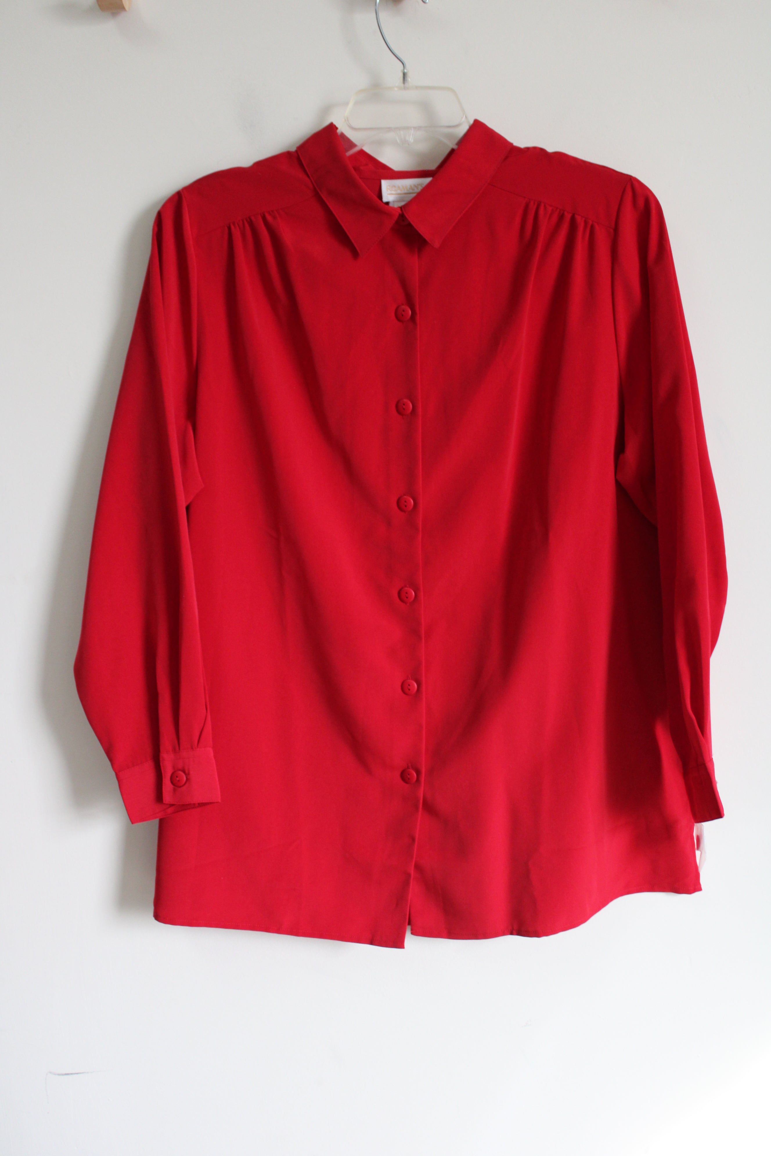 Vintage Roaman's Red Button Down Blouse | L