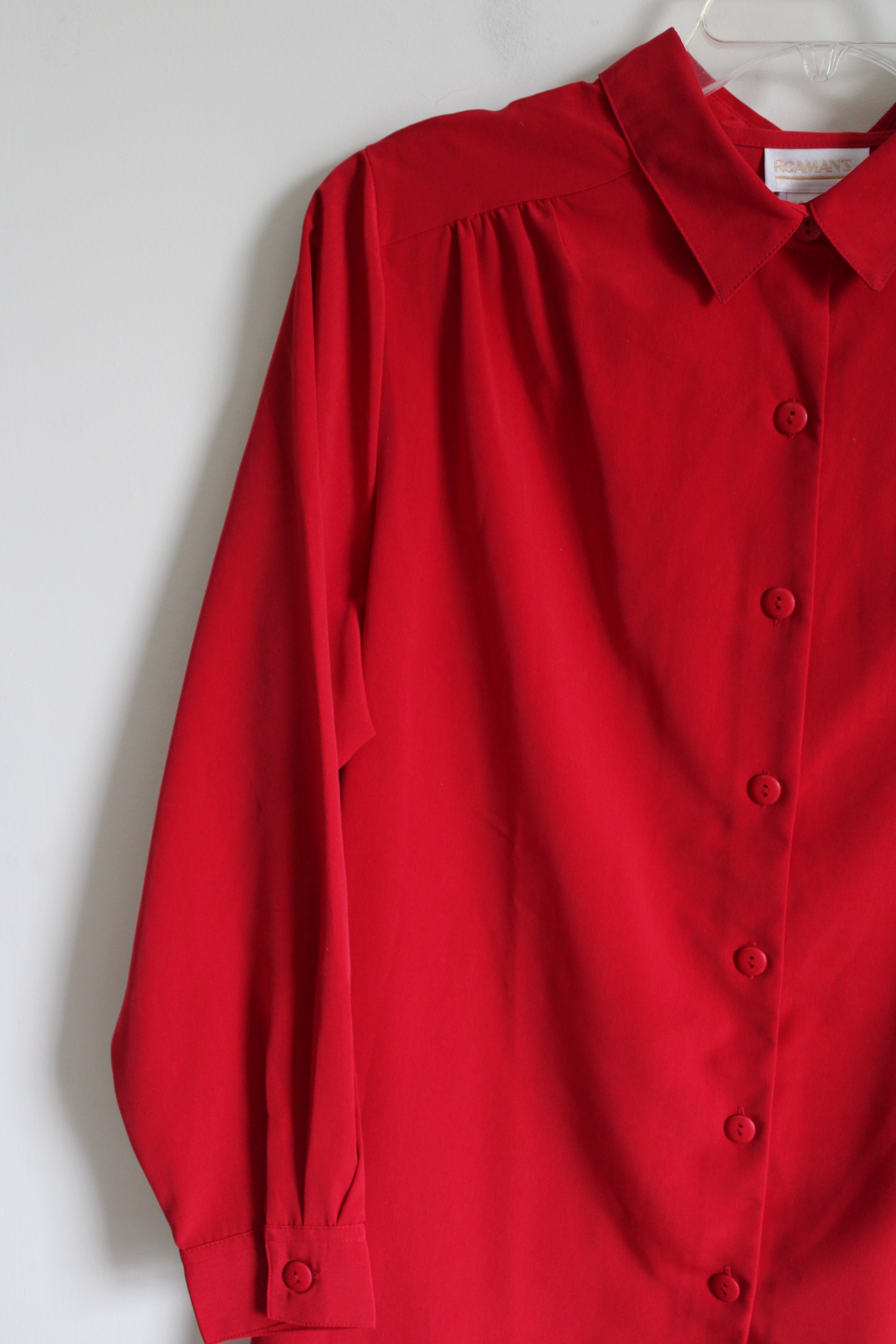 Vintage Roaman's Red Button Down Blouse | L