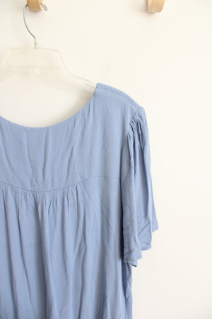 NEW OTT Blue Ruched Flowy Top | 2X