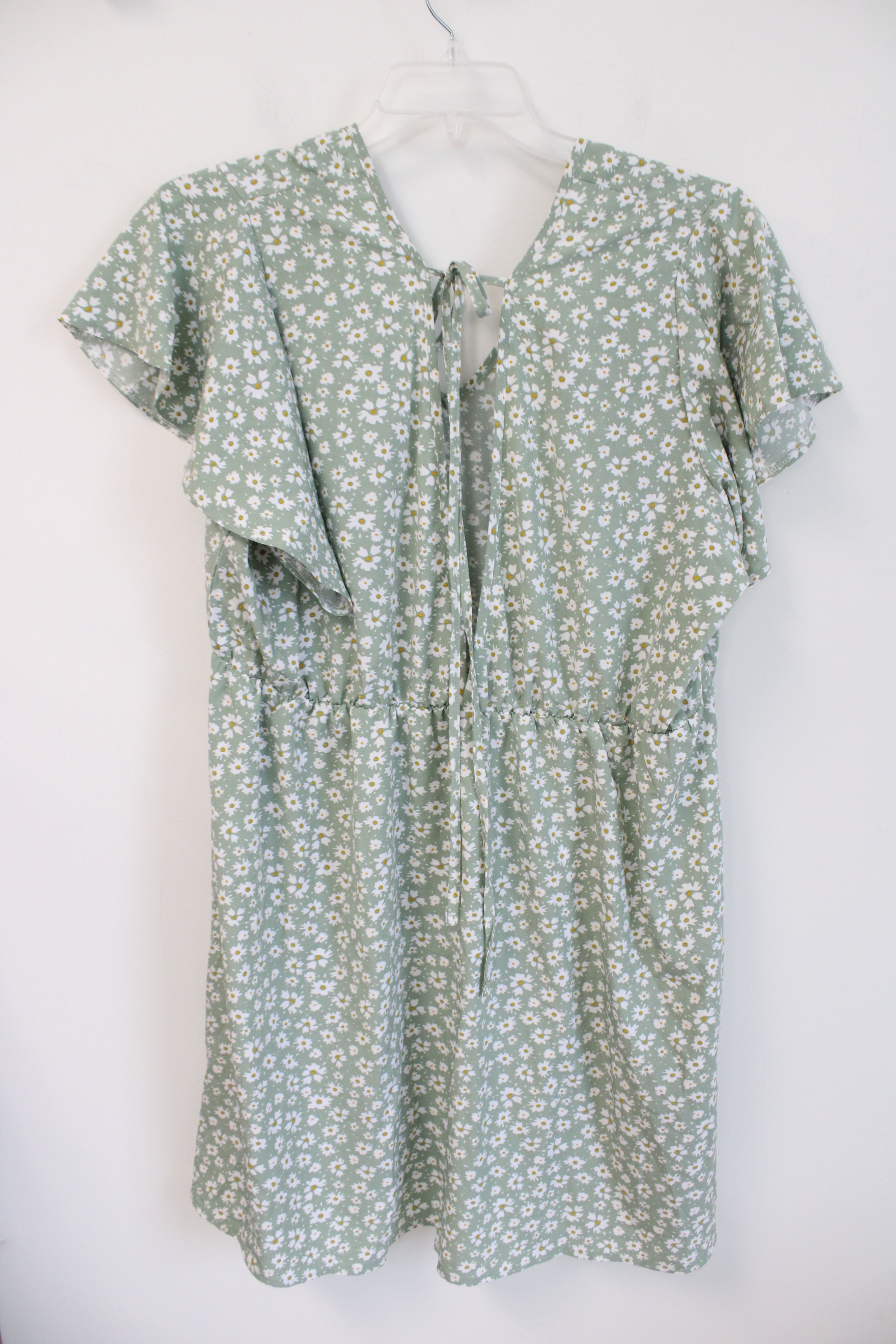 Shein Curve Sage Green & White Floral Tied Back Dress | 4XL