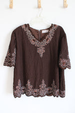 Creative Touch Brown Beaded & Sequined Top | 2XL