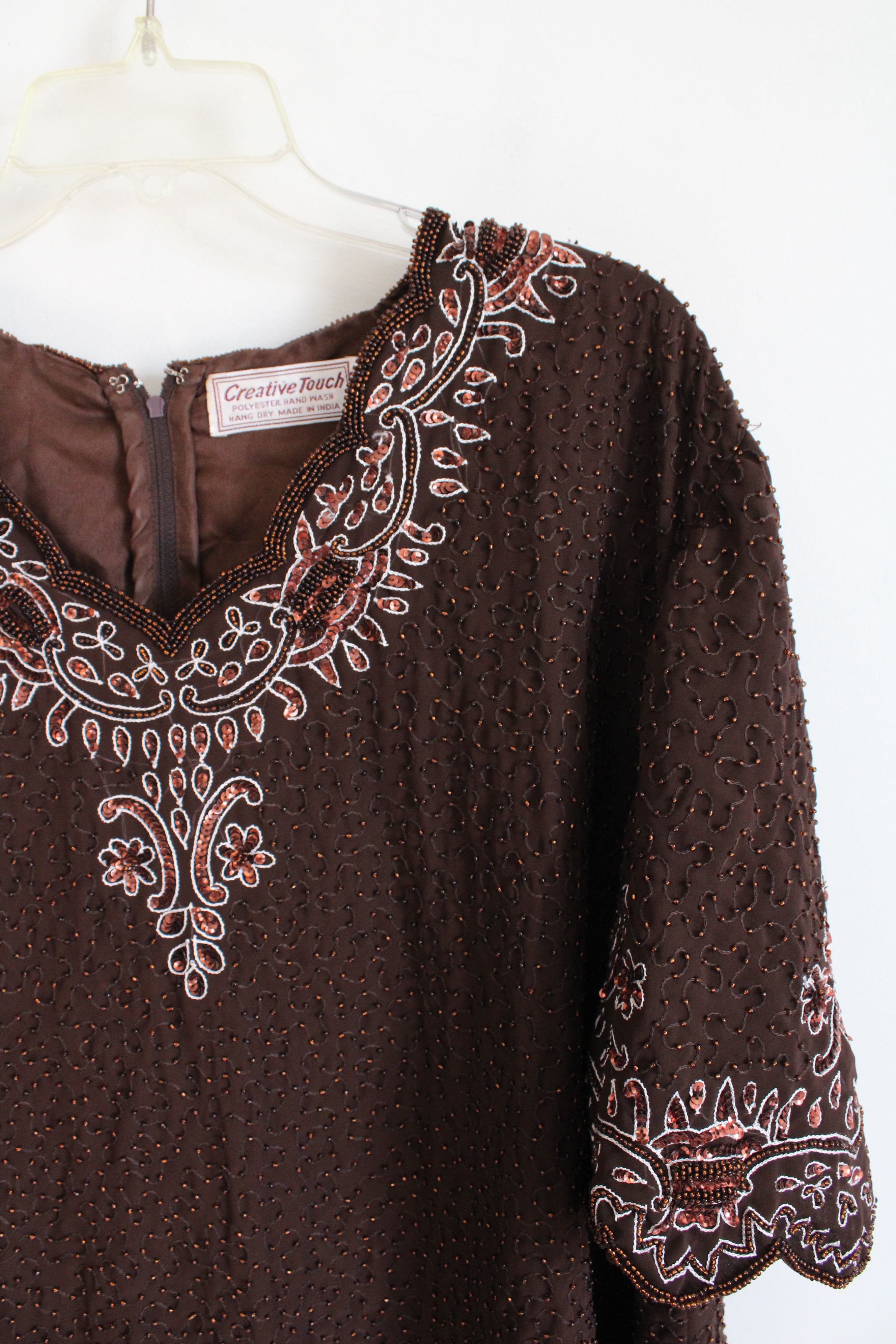 Creative Touch Brown Beaded & Sequined Top | 2XL