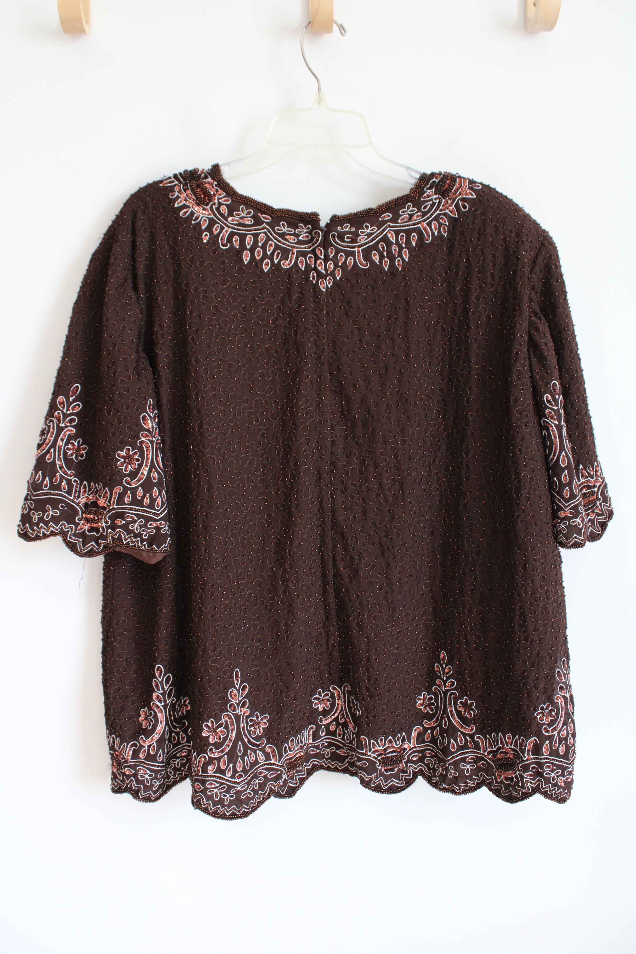 Creative Touch Brown Beaded & Sequined Top | 2XL