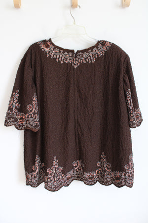 Creative Touch Brown Beaded & Sequined Top | 2XL