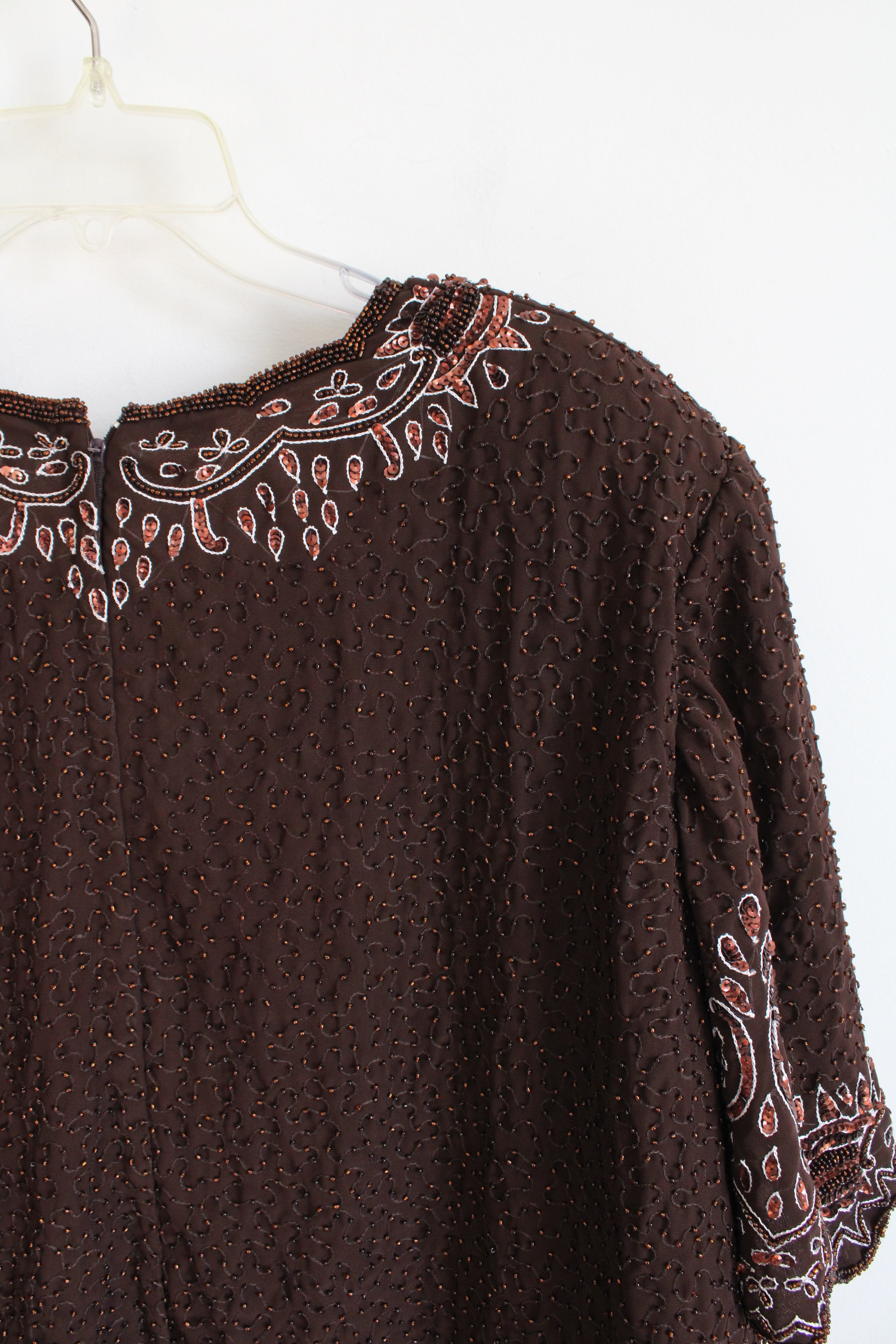 Creative Touch Brown Beaded & Sequined Top | 2XL