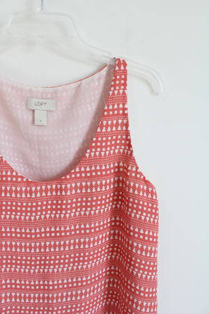 LOFT Salmon & White Patterned Tank Top | S