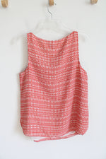 LOFT Salmon & White Patterned Tank Top | S