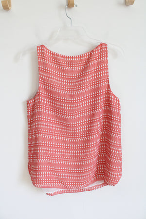 LOFT Salmon & White Patterned Tank Top | S