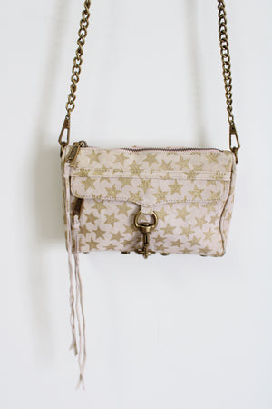 Rebecca Minkoff Mini M.A.C. Suede Gold Stars Print Crossbody Purse