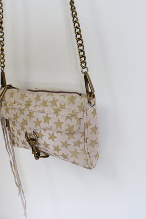 Rebecca Minkoff Mini M.A.C. Suede Gold Stars Print Crossbody Purse