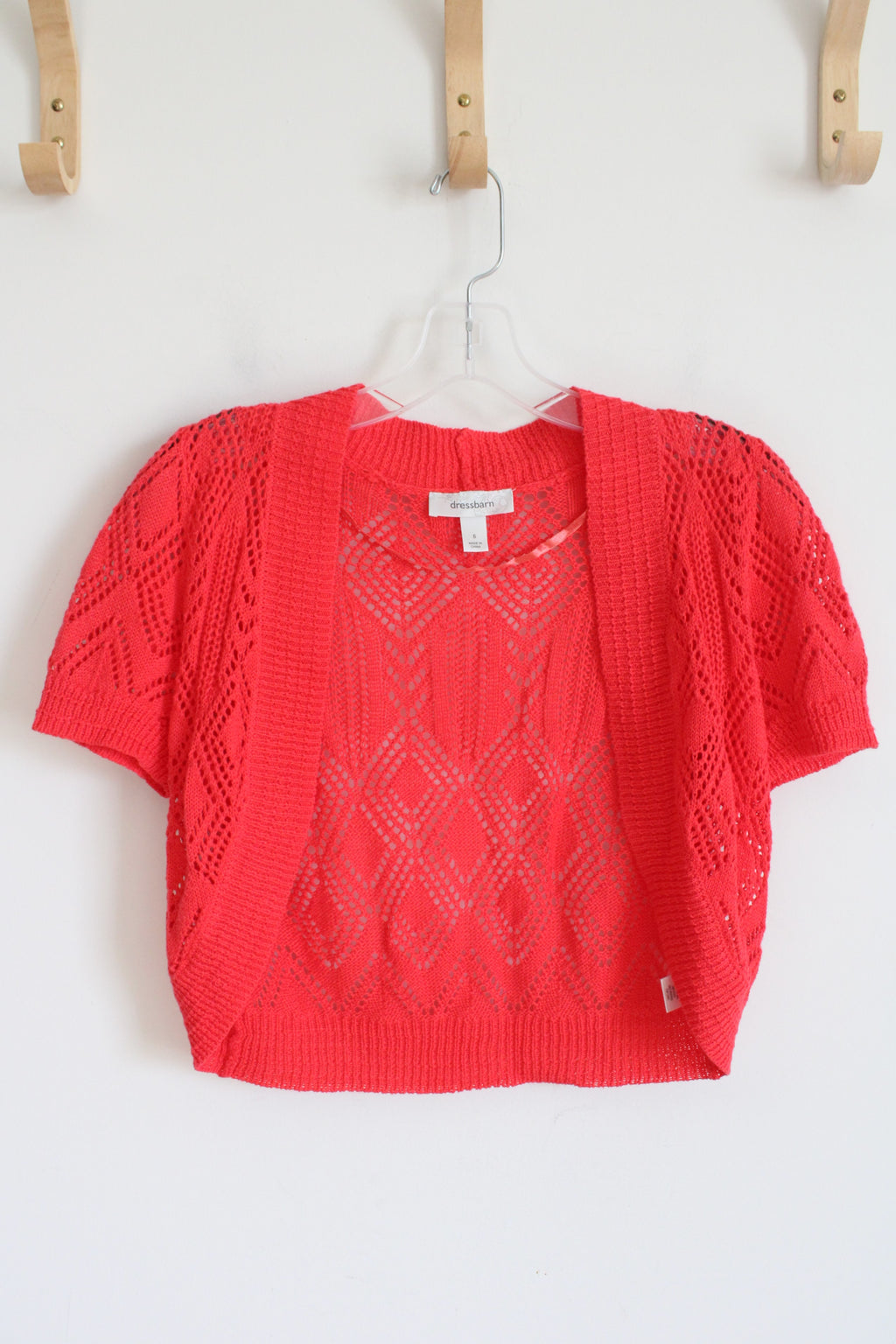 Dressbarn Red Crocheted Shrug | 6