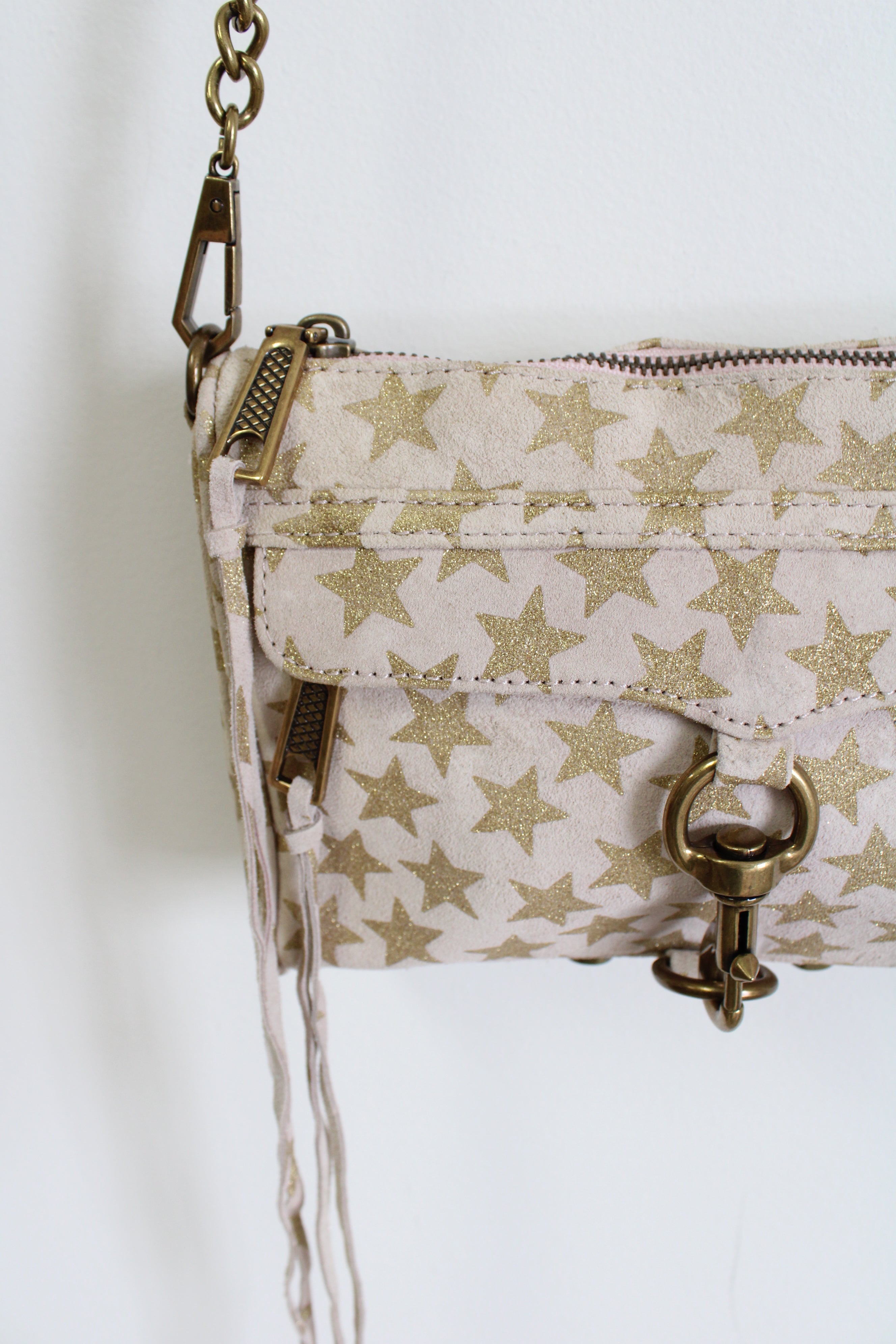 Rebecca Minkoff Mini M.A.C. Suede Gold Stars Print Crossbody Purse