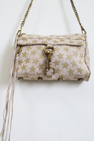 Rebecca Minkoff Mini M.A.C. Suede Gold Stars Print Crossbody Purse