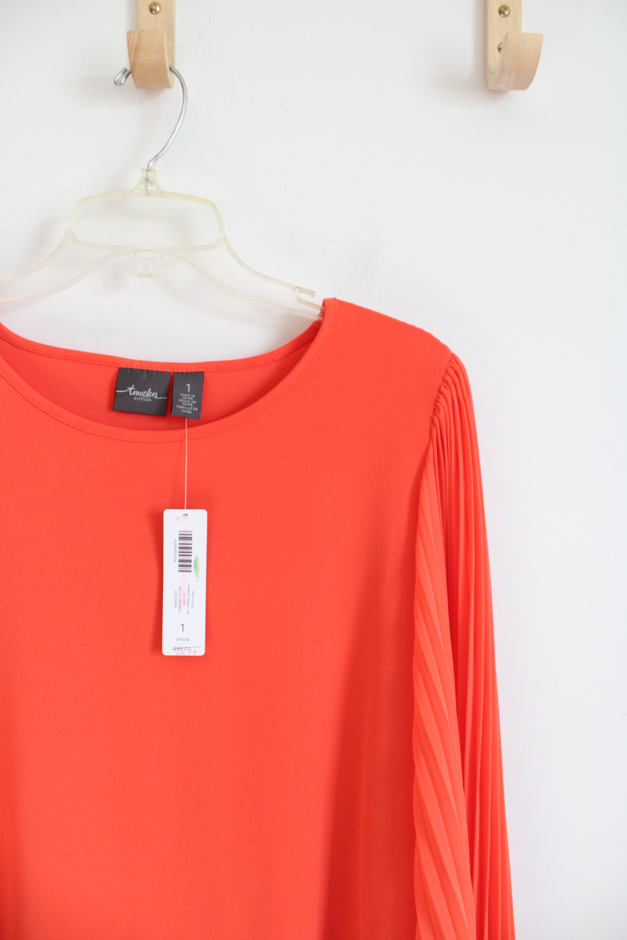 NEW Travelers By Chico's Orange Pleated Wide Sleeve Top | 1 (M)