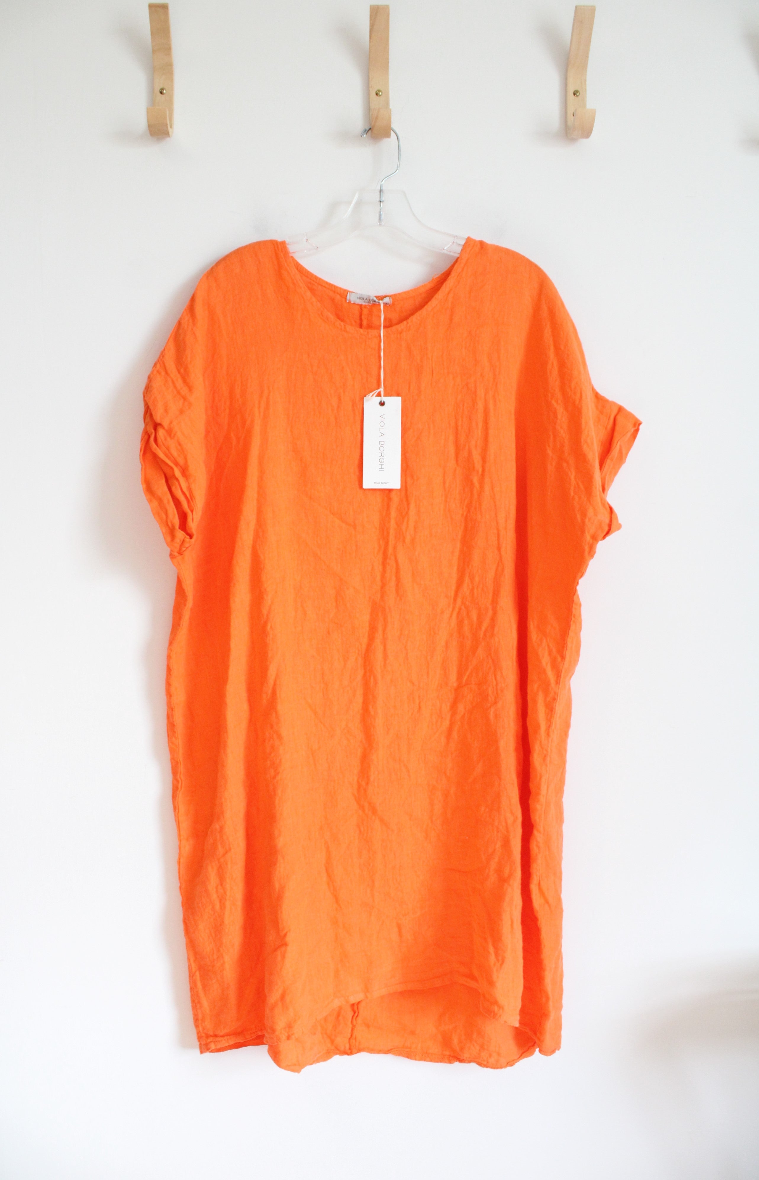 NEW Viola Borghi Bright Orange Loose Linen Dress | 3X