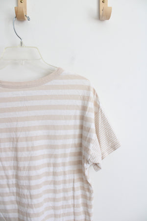 American Eagle Tan & White Striped Tee | XS