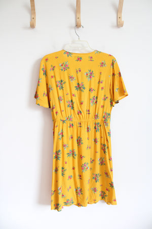 Payton & Parker Gold Floral Wrap Dress | M