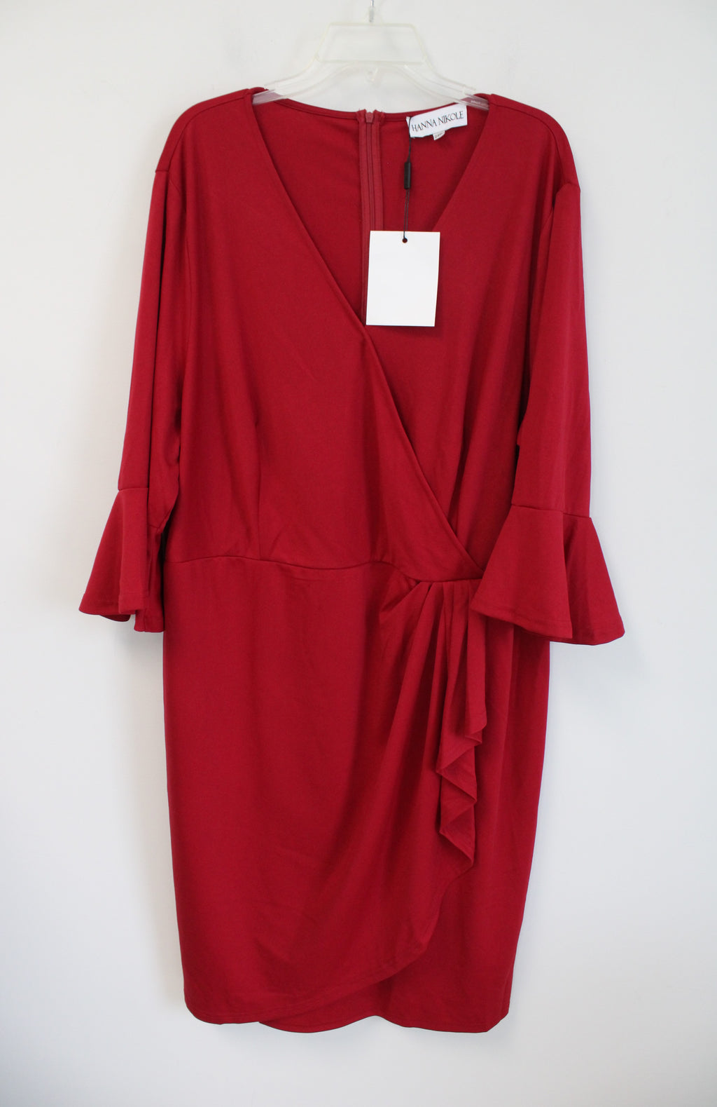 NEW Hanna Nikole Red Bell Sleeve Wrap Dress | 24W