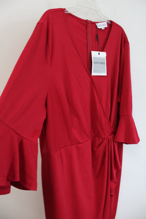 NEW Hanna Nikole Red Bell Sleeve Wrap Dress | 24W